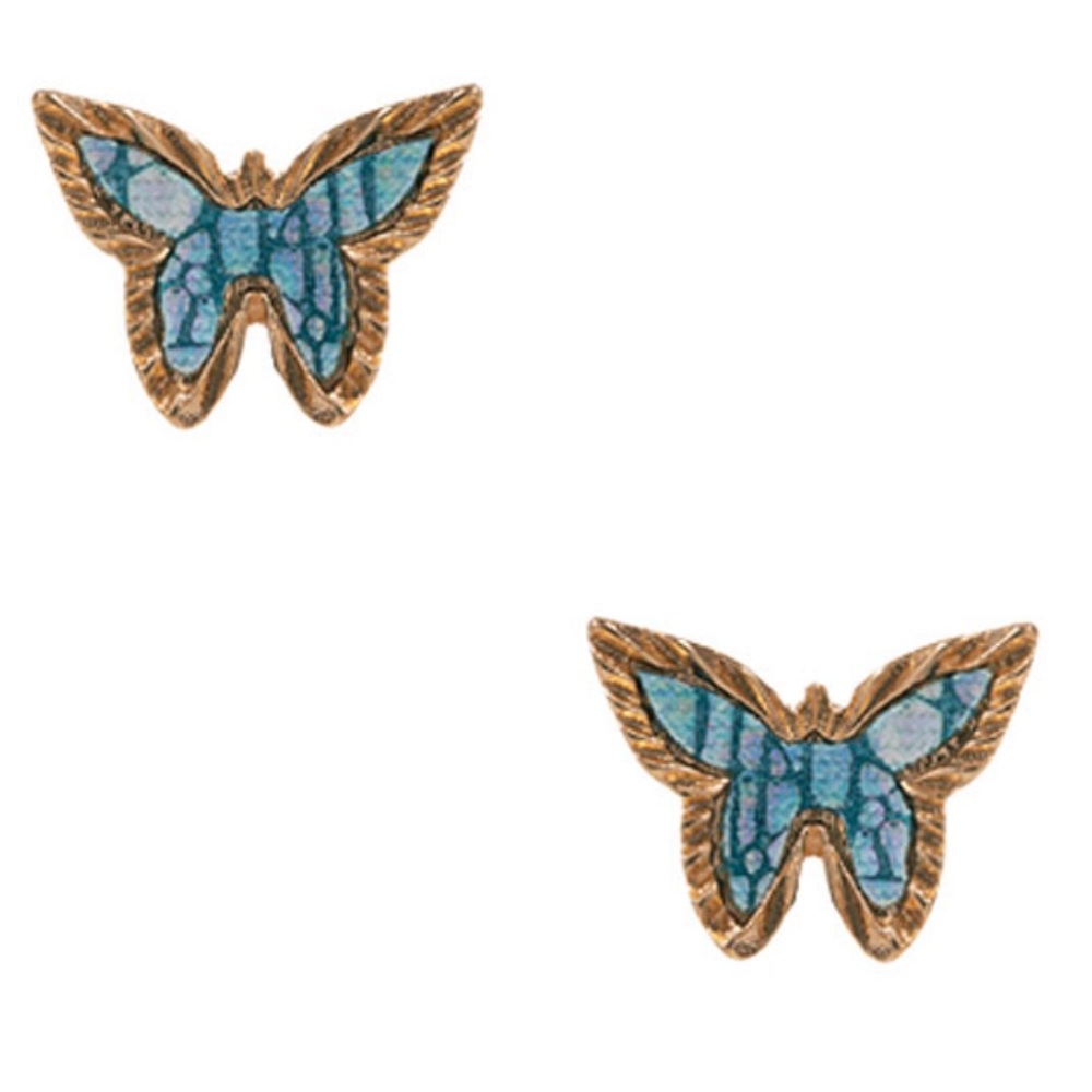Pu Leather Metal Butterfly Post Earring